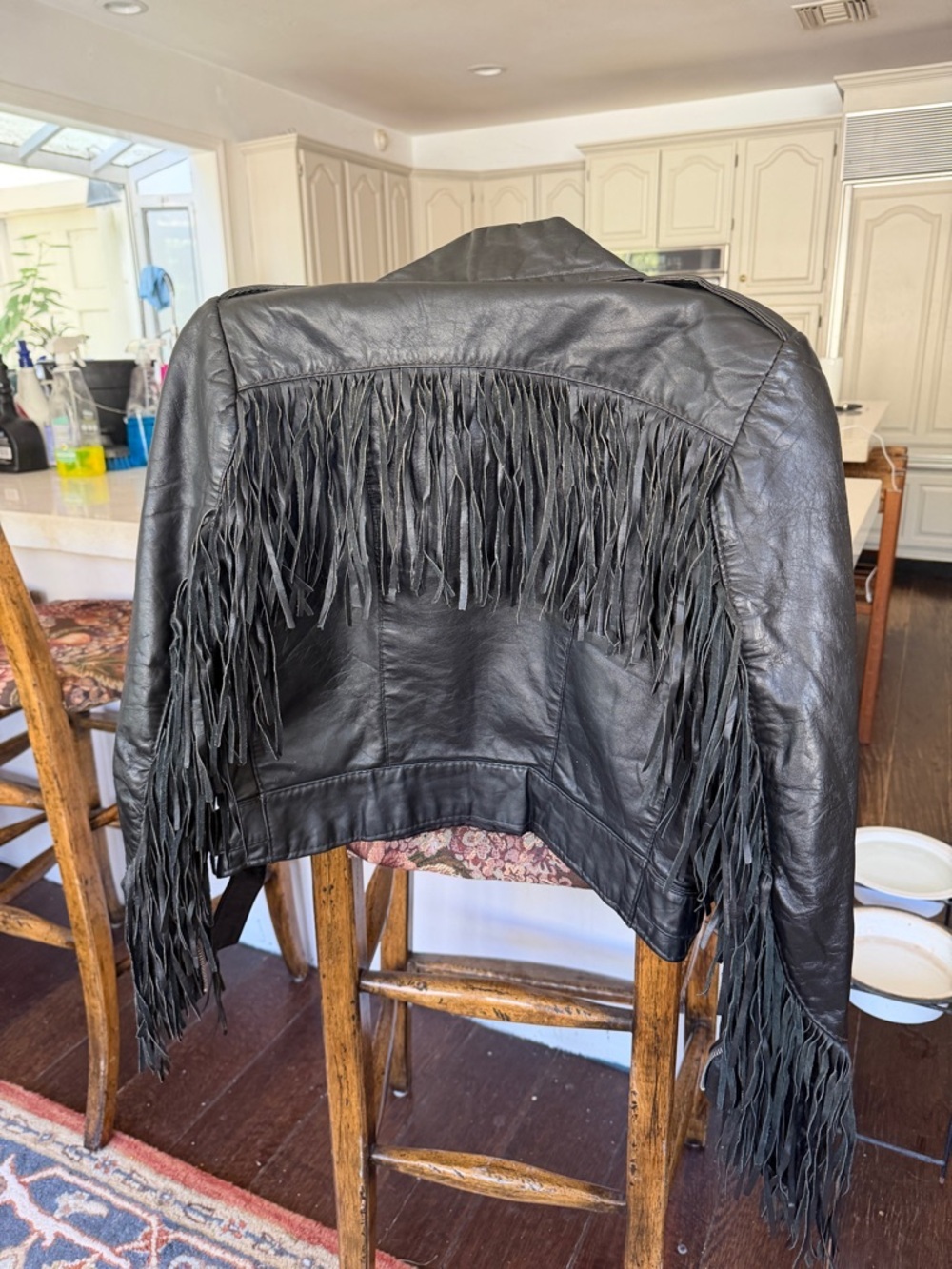 Vintage Black Fringe Leather Jacket - Women’s Western Style size small - Picture 3 of 6